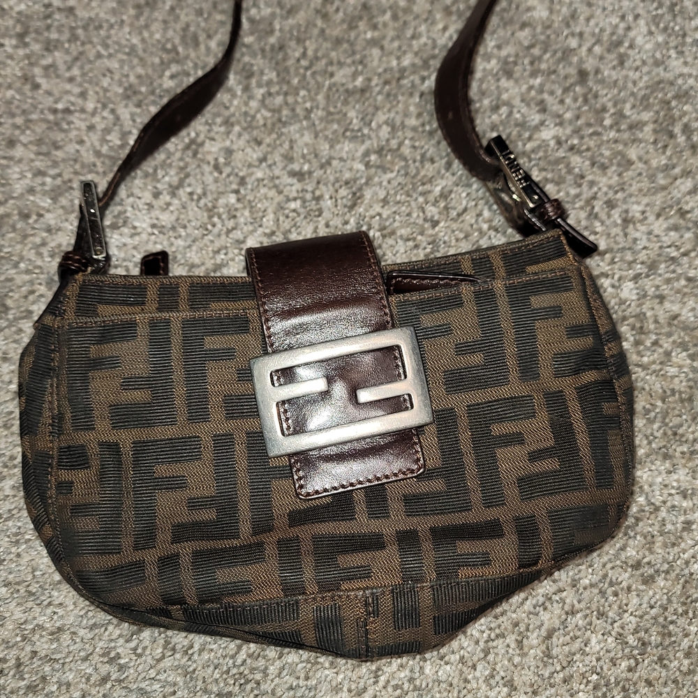 Fendi Monogram Brown and Black Shoulder Bag